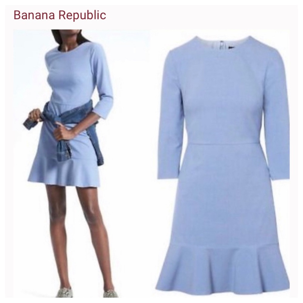 Banana Republic Blue Dress w/Bell Curve Sweep - Picture 1 of 8
